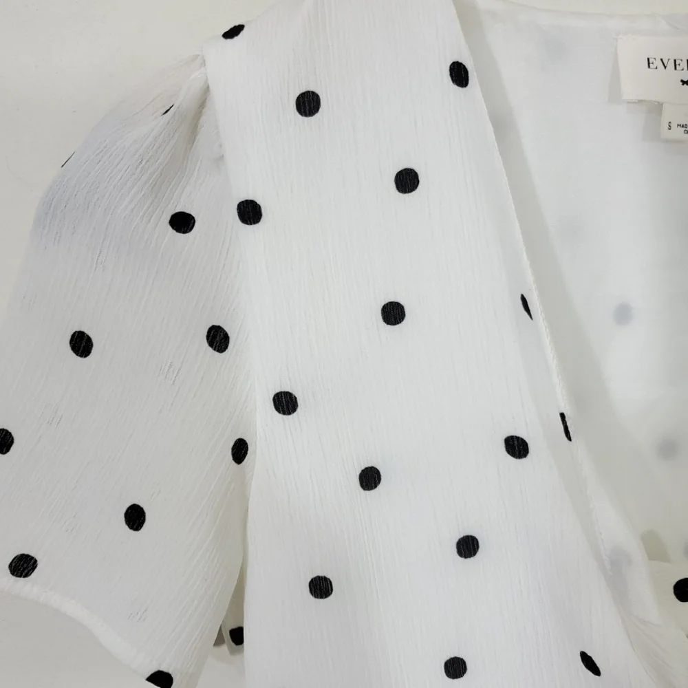 Everly Polka Dot Midrift Midi dress with tie front Size small EUC Cottage - Picture 9 of 10